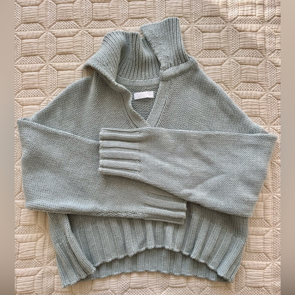 Sablyn Julie Cashmere & Cotton Light Blue Knit Sweater EUC No Flaws Size S